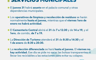 INFORMACIÓN SOBRE SERVICIOS MUNICIPALES Y OTROS DATOS DE IMPORTANCIA PARA LOS DÍAS QUE VIENEN