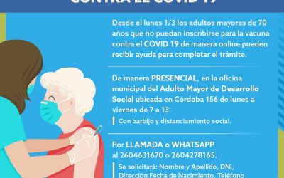 INSCRIPCCIÓN A ADULTOS MAYORES DE 70 AÑOS PARA LA VACUNA CONTRA EL COVID 19