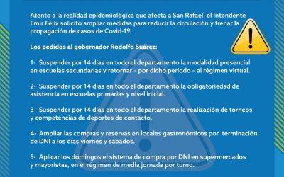 EL INTENDENTE EMIR FÉLIX PIDIÓ AL GOBERNADOR NUEVAS MEDIDAS ANTE LA SITUACIÓN SANITARIA DE SAN RAFAEL
