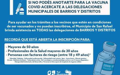 VACUNA CONTRA EL CORONAVIRUS: SE HABILITÓ LA INSCRIPCIÓN EN TODAS LAS DELEGACIONES MUNICIPALES
