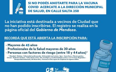 COVID-19: SALUD MUNICIPAL SE SUMA A LA INSCRIPCIÓN DE VECINOS PARA VACUNARSE