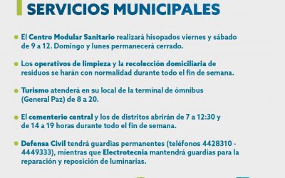 SERVICIOS MUNICIPALES DURANTE EL PRÓXIMO FIN DE SEMANA EXTRALARGO