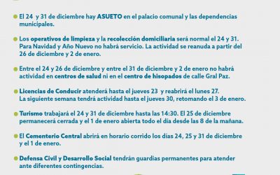 SERVICIOS MUNICIPALES DURANTE FIN DE AÑO Y LAS PRIMERAS HORAS DEL 2022