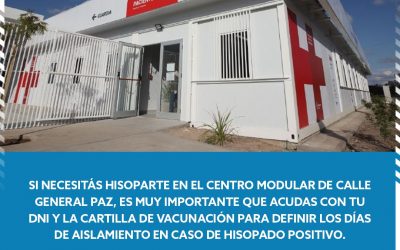 CENTRO MODULAR: LOS VACUNADOS QUE SE HISOPEN DEBEN CONCURRIR CON SU CERTIFICADO DE INOCULACIÓN