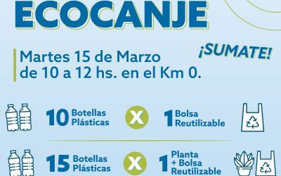 “ECOCANJE” EN EL KILÓMETRO CERO: ENTREGÁ TUS BOTELLAS PLÁSTICAS Y LLEVATE BOLSAS DE TELA Y PLANTINES FLORALES