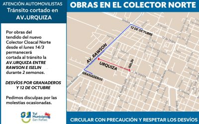 COLECTOR NORTE: CORTE EN AVENIDA URQUIZA Y HABILITACIÓN DE GRANADEROS
