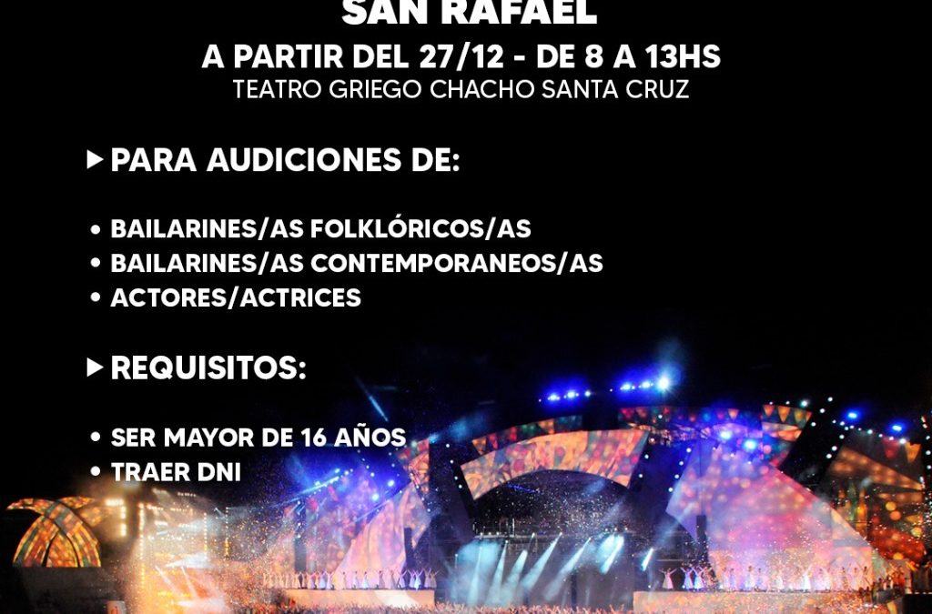 INSCRIPCIÓN PARA LAS AUDICIONES DE BAILARINES Y ACTORES DE VENDIMIA