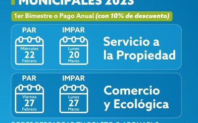 YA ESTÁN DISPONIBLES LOS BOLETOS DE LAS TASAS MUNICIPALES 2023