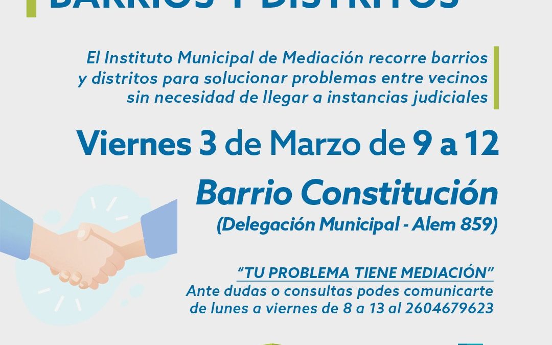 VUELVEN LOS VIERNES DE MEDIACIÓN A LAS DELEGACIONES BARRIALES