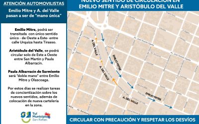 CAMBIOS DE SENTIDO EN CALLES ARISTÓBULO DEL VALLE, EMILIO MITRE Y PICHINCHA