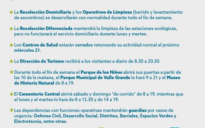ASÍ FUNCIONARÁN SERVICIOS Y ATRACCIONES MUNICIPALES EN SAN RAFAEL DURANTE EL FIN DE SEMANA EXTRA LARGO
