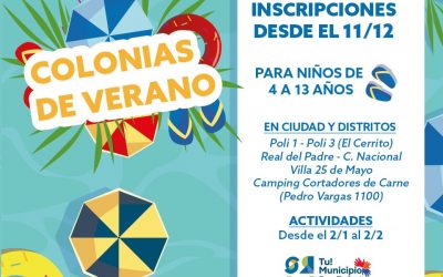 DESDE EL 11 DE DICIEMBRE SE INSCRIBIRÁ PARA LAS COLONIAS DE VERANO MUNICIPALES