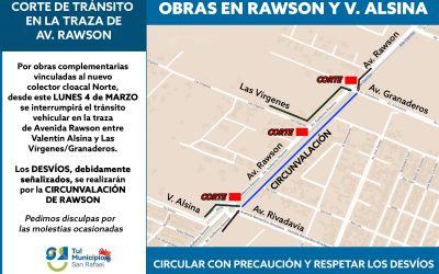 ATENCIÓN AUTOMOVILISTAS: CORTES DE TRÁNSITO EN AVENIDA RAWSON