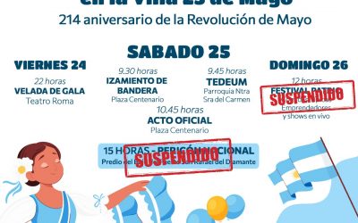 25 DE MAYO: ANTE EL INGRESO DE FRÍO POLAR Y POSIBLES PRECIPITACIONES, SE POSTERGAN EL PERICÓN Y EL FESTIVAL PATRIÓTICO