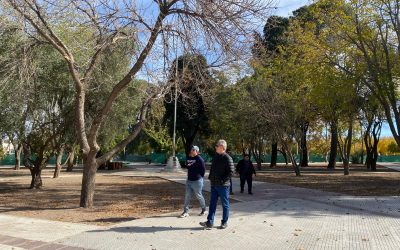 OMAR FÉLIX VISITÓ LA OBRA DE LA PLAZA Y EL PARQUE INFANTIL DE VILLA ATUEL QUE AVANZAN HACIA SU INAUGURACIÓN