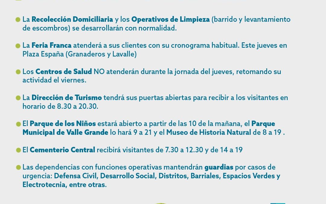 SERVICIOS MUNICIPALES DURANTE EL FERIADO DEL “PATRONO SANTIAGO”
