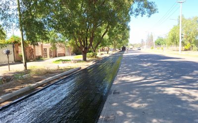 COMENZÓ EL IMPRIMADO DE LAS BANQUINAS DE CALLE PEDRO VARGAS