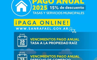 TASAS MUNICIPALES: APROVECHÁ EL 15% DE DESCUENTO POR PAGO ANUAL