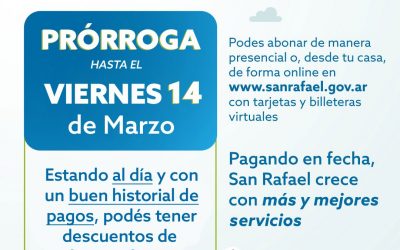 SE PRORROGÓ HASTA EL 14 DE MARZO LA POSIBILIDAD DEL PAGO ANUAL DE TASAS CON IMPORTANTES DESCUENTOS
