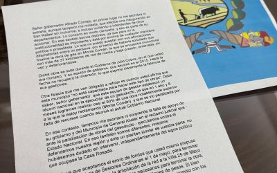 CARTA DEL INTENDENTE DE SAN RAFAEL, OMAR FÉLIX, AL GOBERNADOR DE MENDOZA, ALFREDO CORNEJO