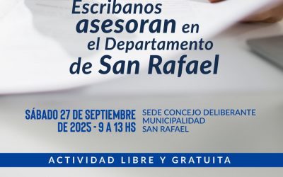 ESTE SÁBADO ESCRIBANOS ASESORARÁN A SANRAFAELINOS DE FORMA GRATUITA EN EL CONCEJO DELIBERANTE